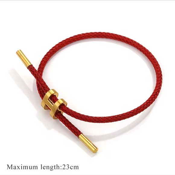 Unisex Red π΄ Rope Stainless Steel Pull H Bracelet - Picture 4 of 9